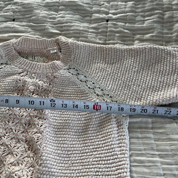 Women’s Jack Wills Cotton Blend Pink Sweater sz 8 Lace Cottage Romantic Ballet - Picture 6 of 8